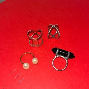 White House Black Market Black Agate & Designer Pearl Ring Bundle Size 6